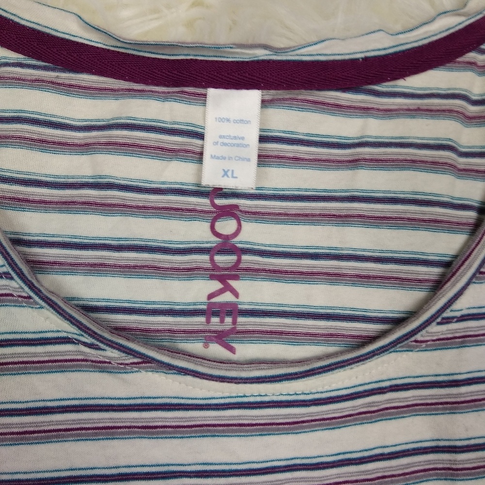 Jockey Short Sleeve T Shirt XL Striped Top - Picture 3 of 3